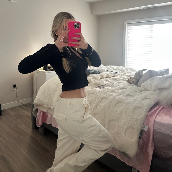 White denim cargo pants - Picture 3 of 3